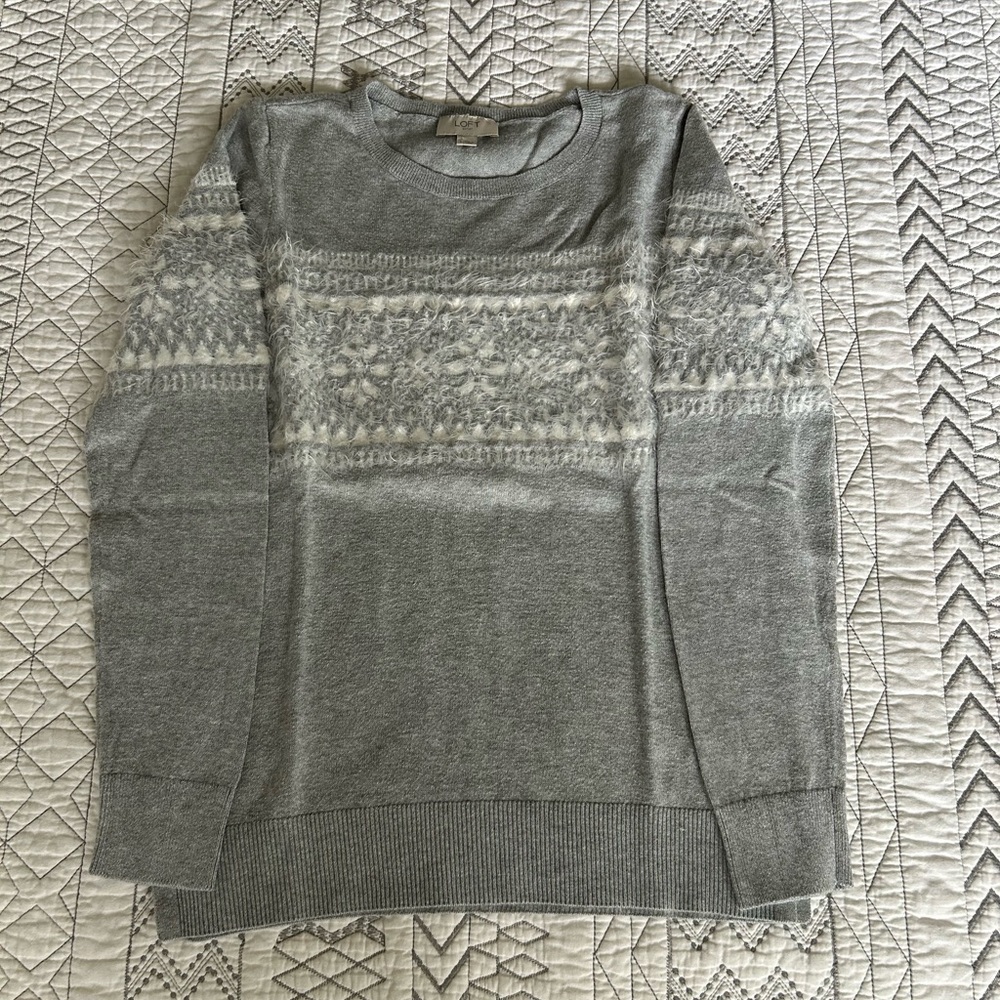 LOFT Heather Gray Knit Sweater